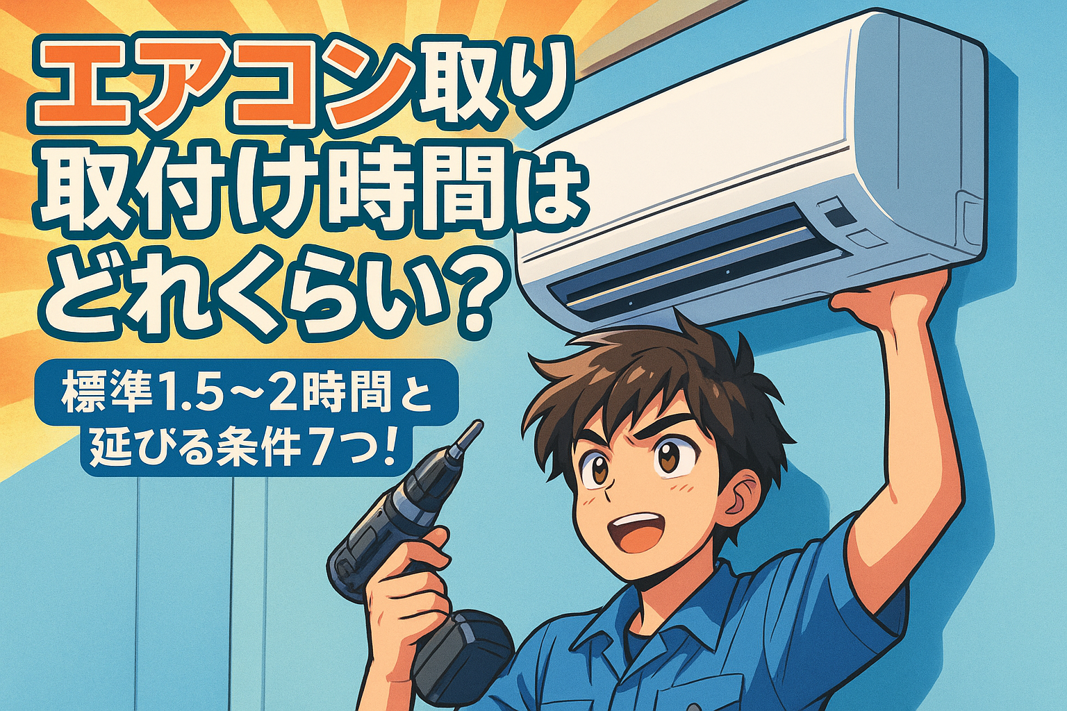 エアコン取り付け時間はどれくらい？標準1.5〜2時間と延びる条件7つ！