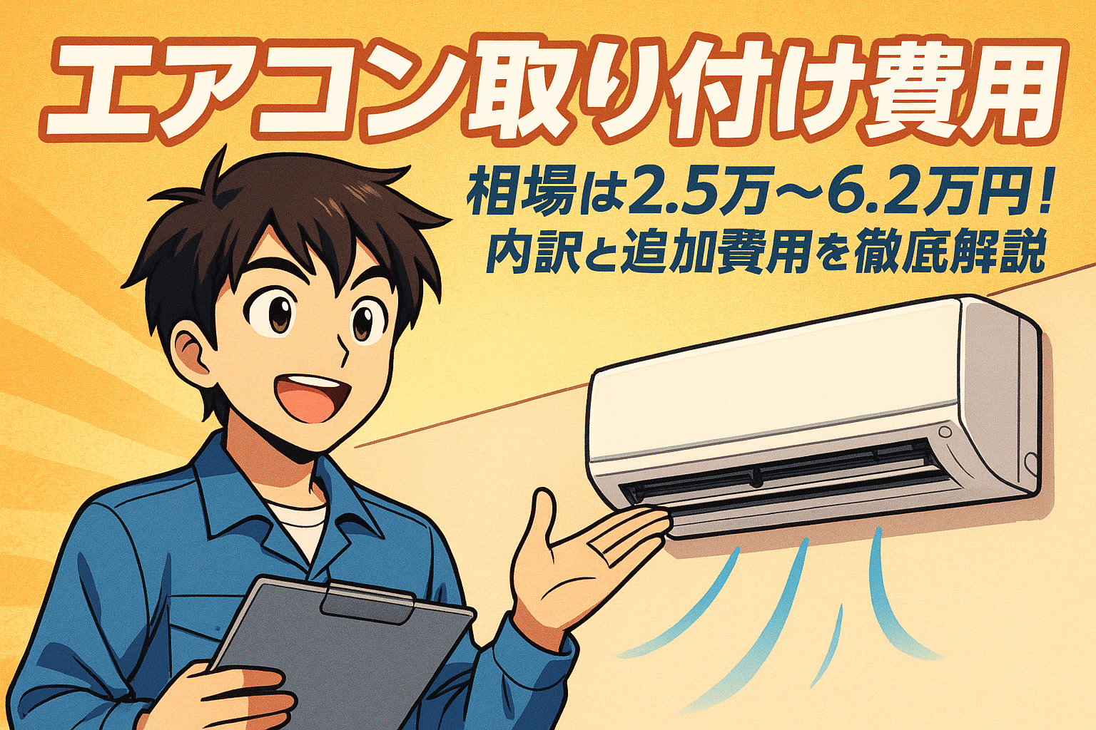 エアコン取り付け費用 相場は2.5万〜6.2万円！内訳と追加費用を徹底解説
