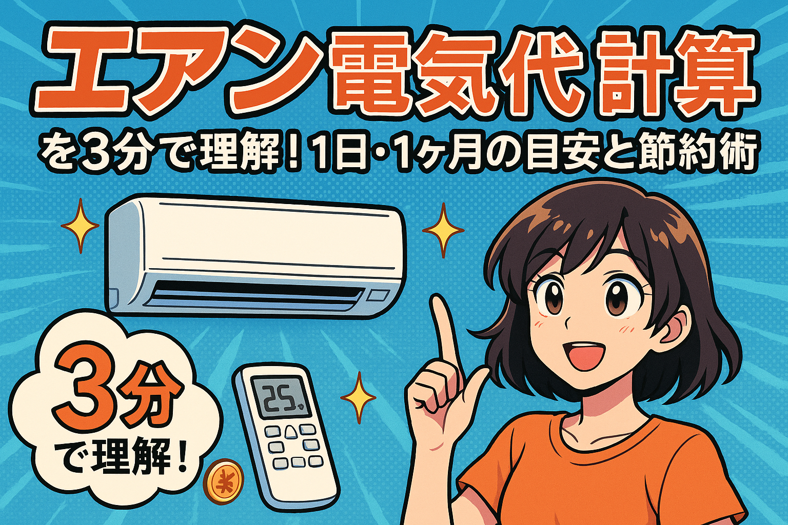 エアコン 電気代 計算を3分で理解！1日・1ヶ月の目安と節約術