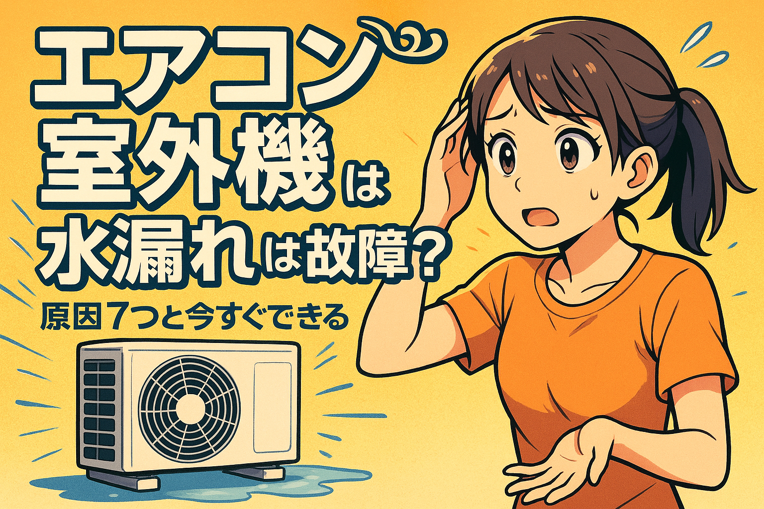エアコン 室外機 水漏れは故障？原因7つと今すぐできる対処法
