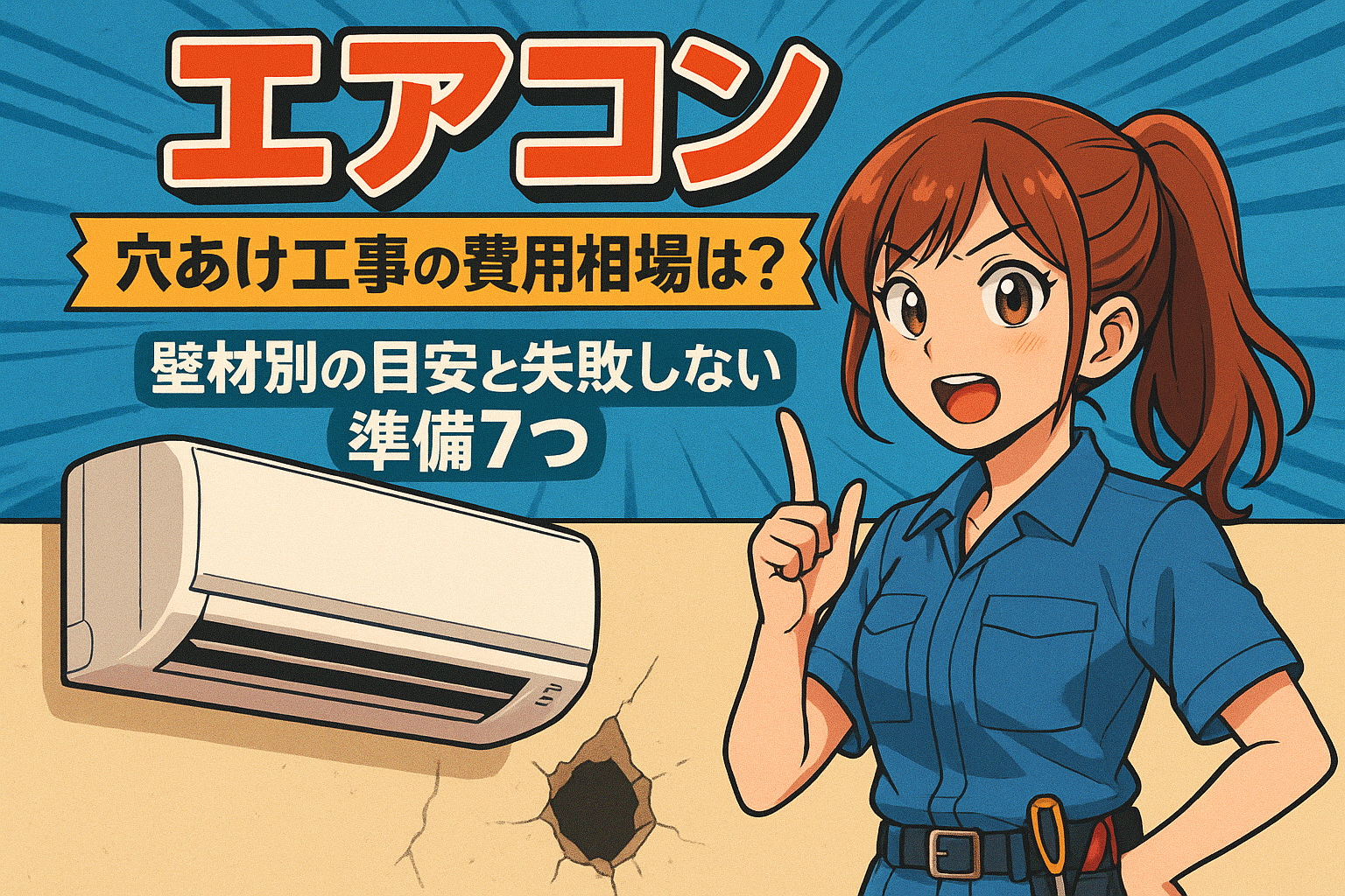 エアコン 穴あけ工事の費用相場は？壁材別の目安と失敗しない準備7つ
