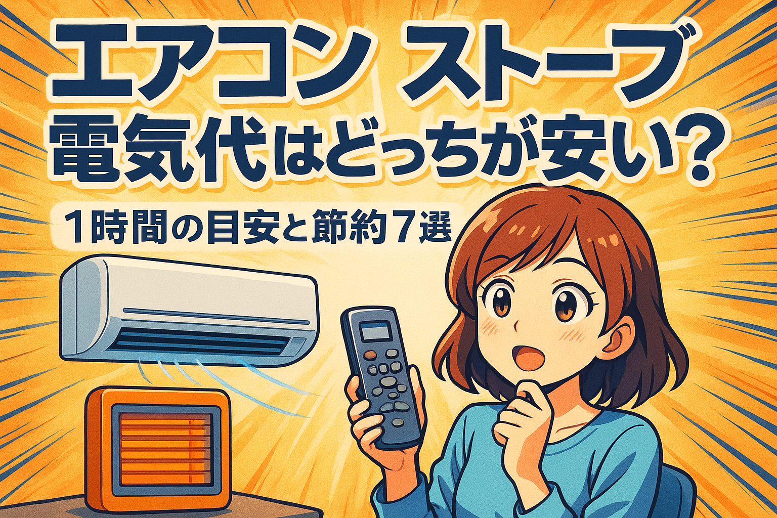 エアコン ストーブ 電気代はどっちが安い？1時間の目安と節約7選
