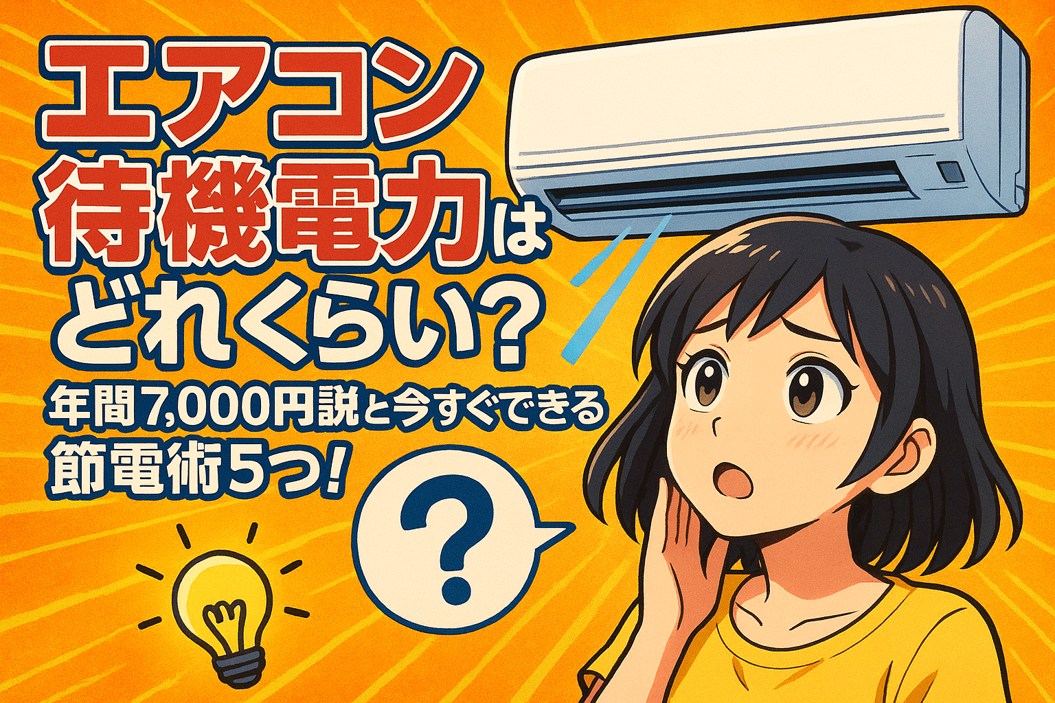 エアコン 待機電力はどれくらい？年間7,000円説と今すぐできる節電術5つ！