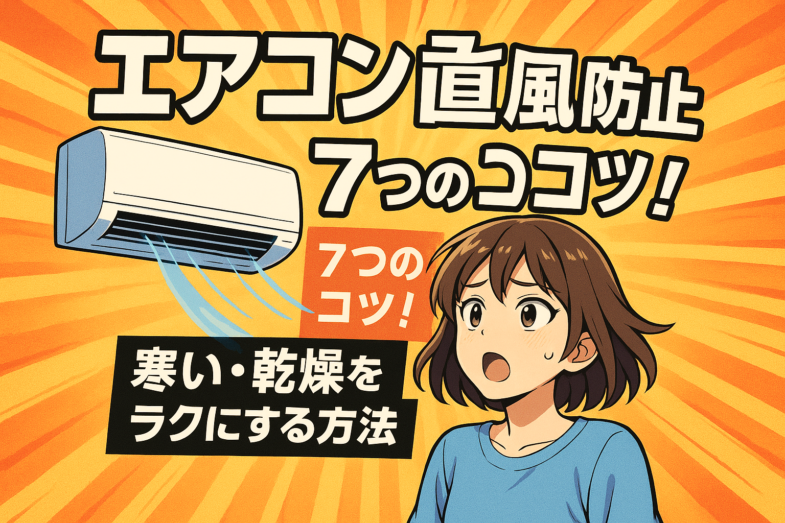 エアコン 直風防止の7つのコツ!寒い・乾燥をラクにする方法