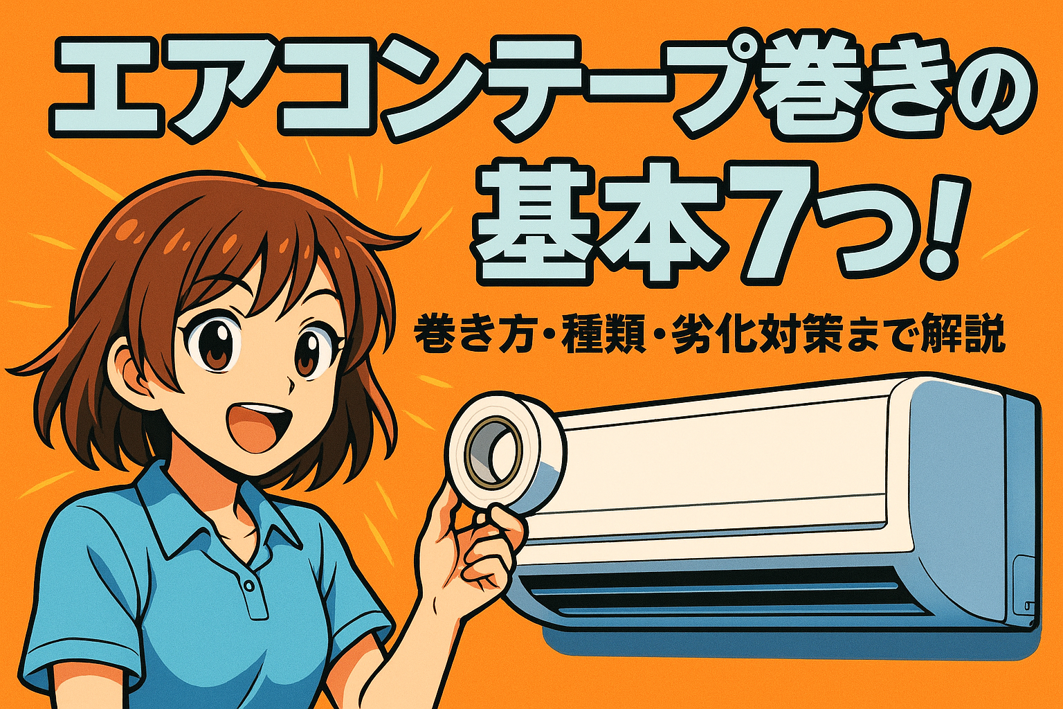 エアコン テープ巻きの基本7つ!巻き方・種類・劣化対策まで解説