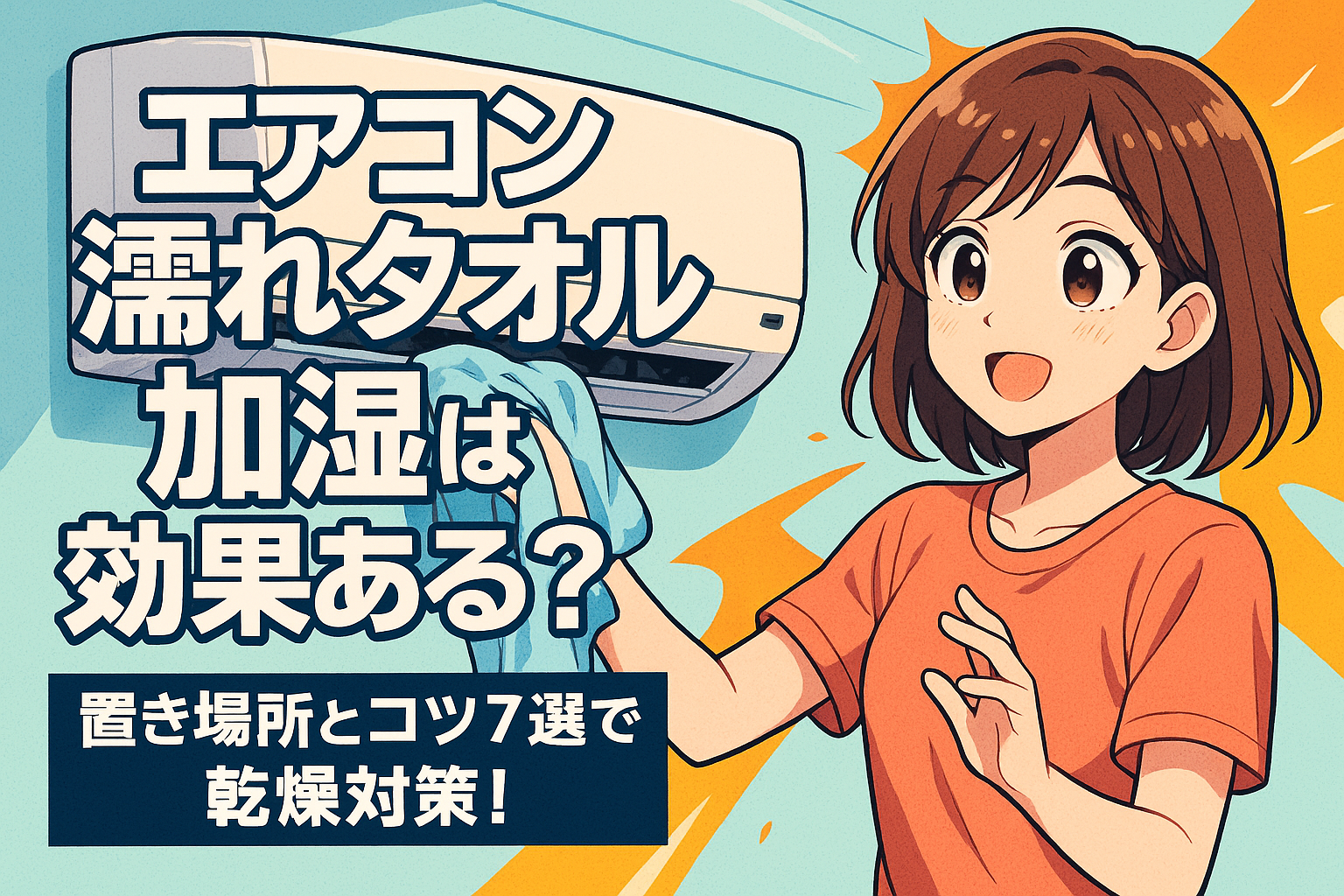 エアコン 濡れタオル 加湿は効果ある？置き場所とコツ7選で乾燥対策！