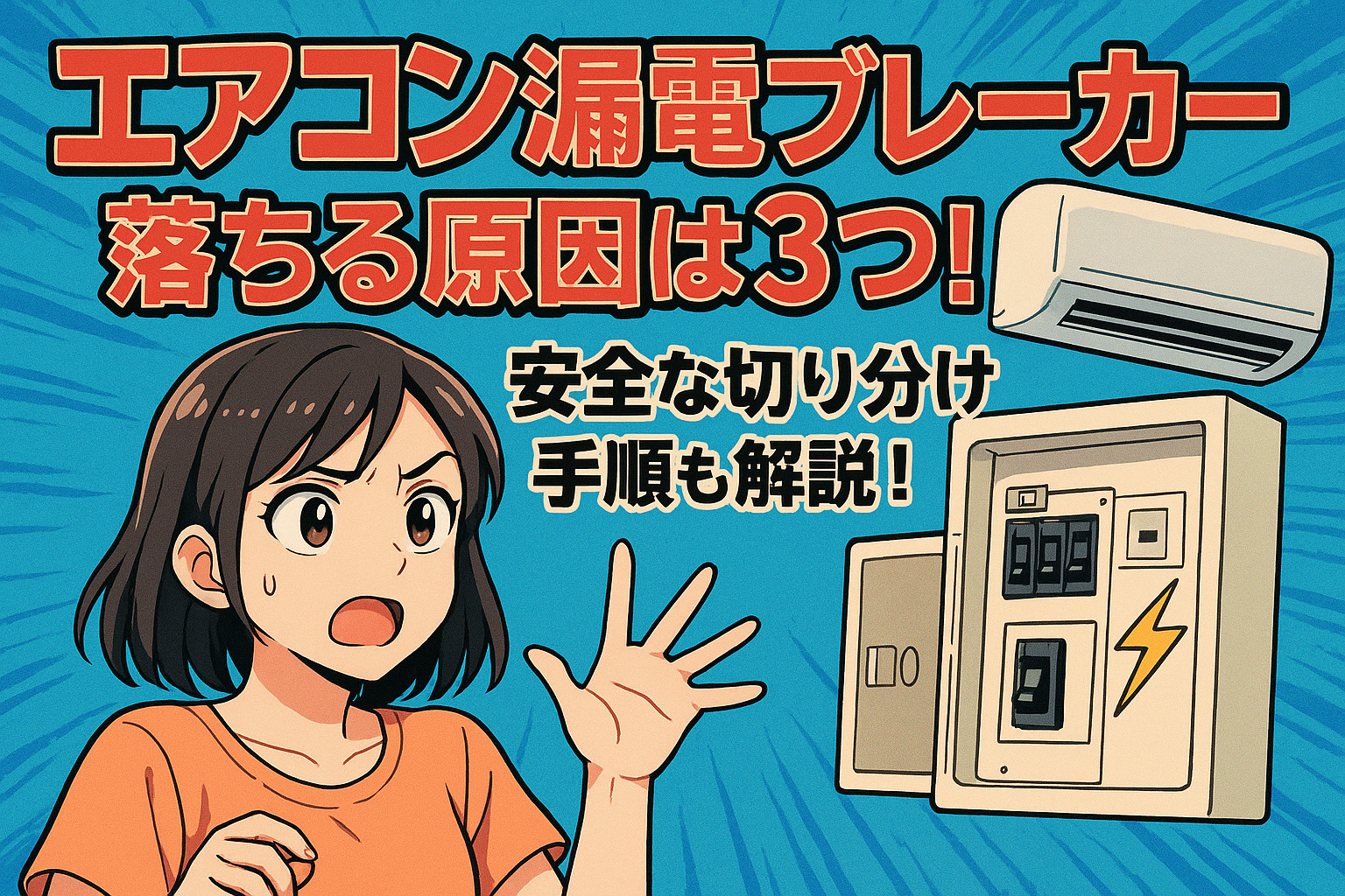 エアコン 漏電ブレーカー 落ちる原因は3つ!安全な切り分け手順も解説!