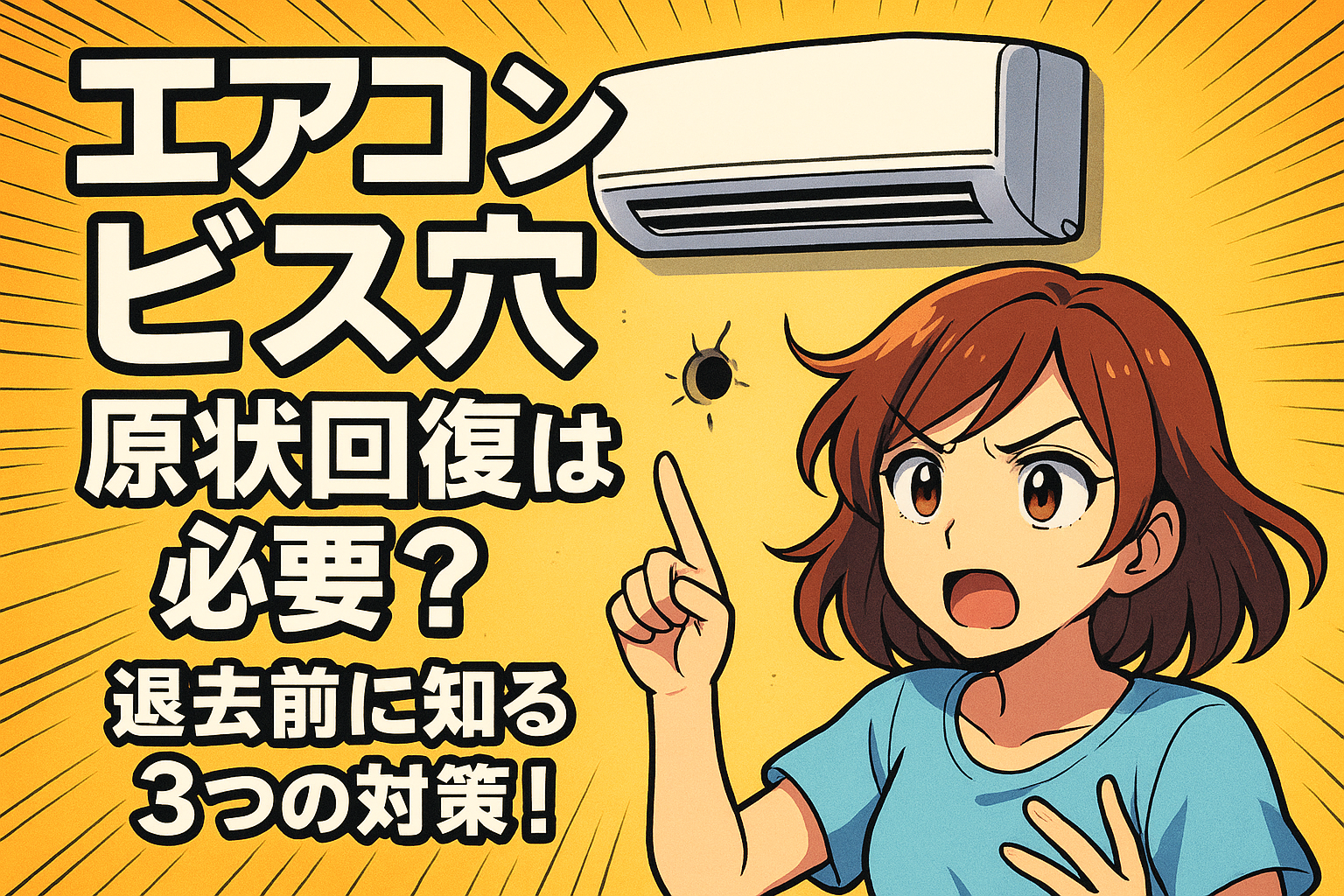 エアコン ビス穴 原状回復は必要？退去前に知る3つの対策！