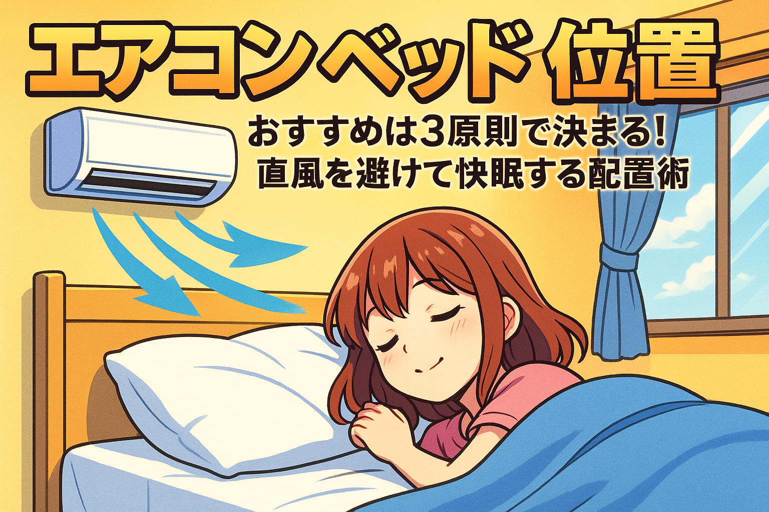 エアコン ベッド 位置 おすすめは3原則で決まる！直風を避けて快眠する配置術