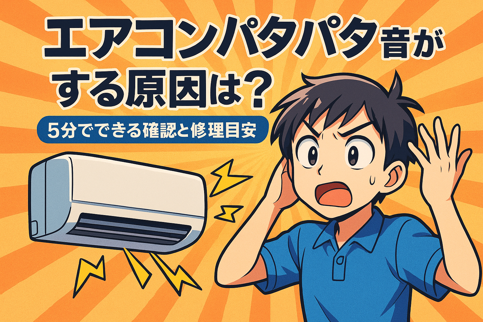 エアコン パタパタ音がする原因は？5分でできる確認と修理目安7つ