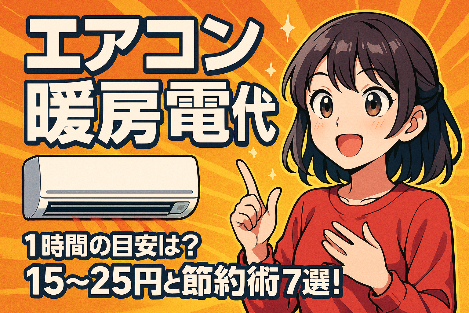 エアコン 暖房 電気代 1時間の目安は?15〜25円と節約術7選!