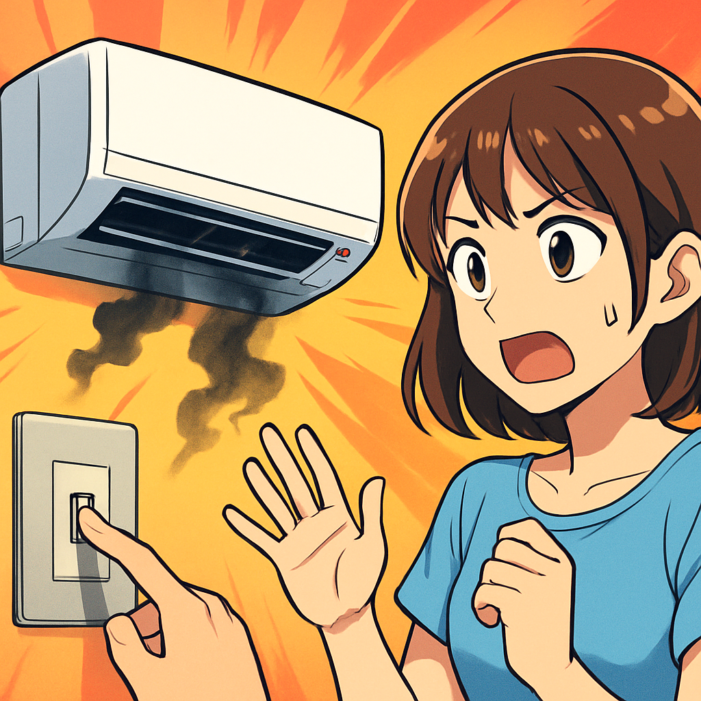 焦げ臭いときは「停止→通電遮断→確認」が基本です！