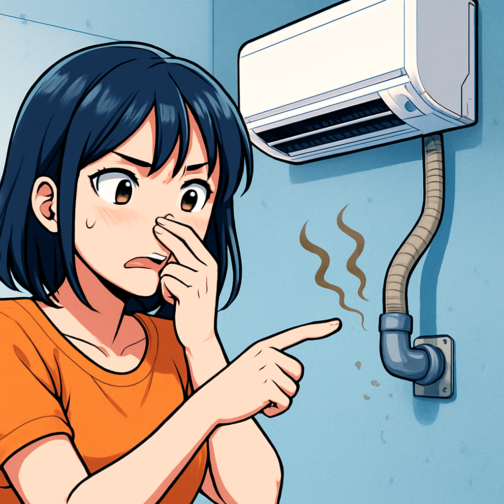 エアコンの下水臭は「ドレンホース周り」が主原因になりやすいです