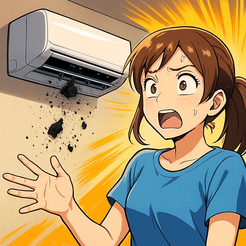 エアコンからゴミが落ちてくる原因は「カビ+ホコリ」が最有力です!
