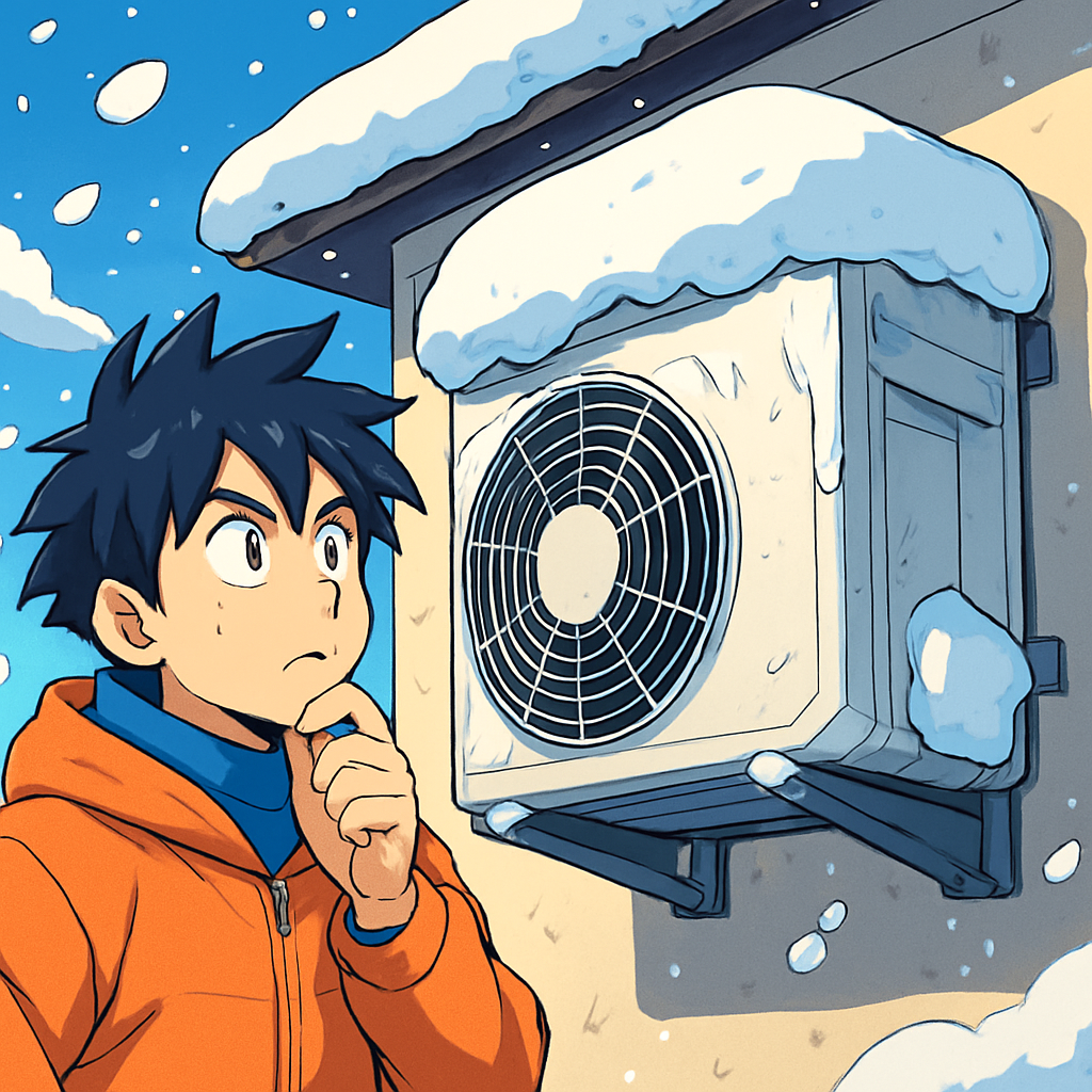 エアコン 防雪フードは「雪で塞がる」を防ぐのが最優先です!
